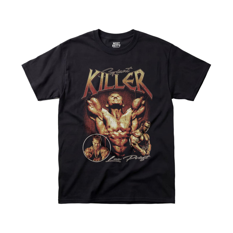 Most Natty Giant Killer gym t-shirt front flat lay on white background