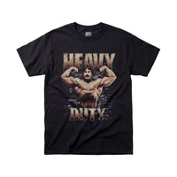 Mike Mentzer Heavy Duty gym t-shirt front flat lay on white background
