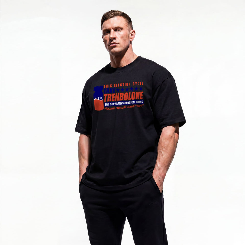 TAKE TREN bodybuilding oversized t-shirt showing front graphic print