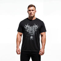Model wearing Most Natty Final Rep hym t-shirt showing relaxed retail fit
