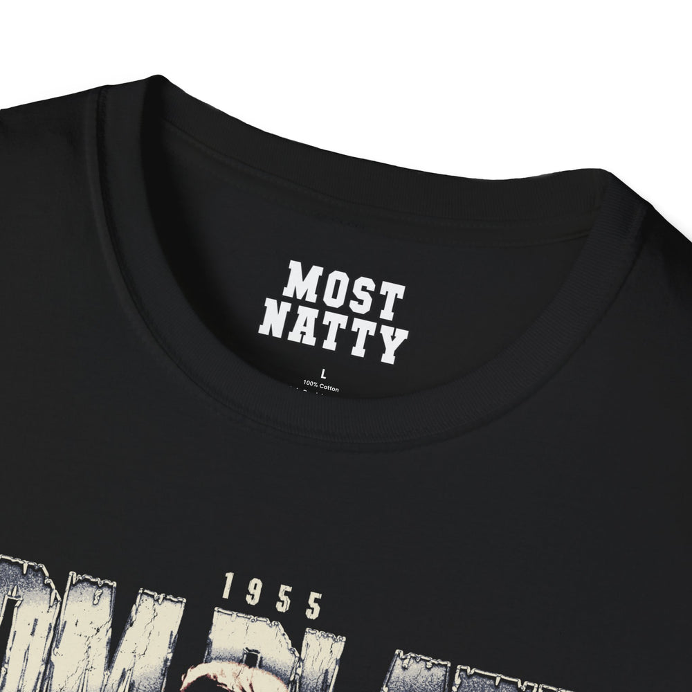 Most Natty inner neck label print and crew neck collar detail on black gym t-shirt