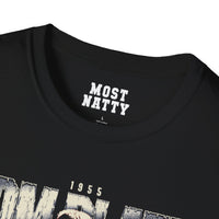 Most Natty inner neck label print and crew neck collar detail on black gym t-shirt