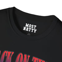 Most Natty inner neck label print and crew neck collar detail on black gym t-shirt