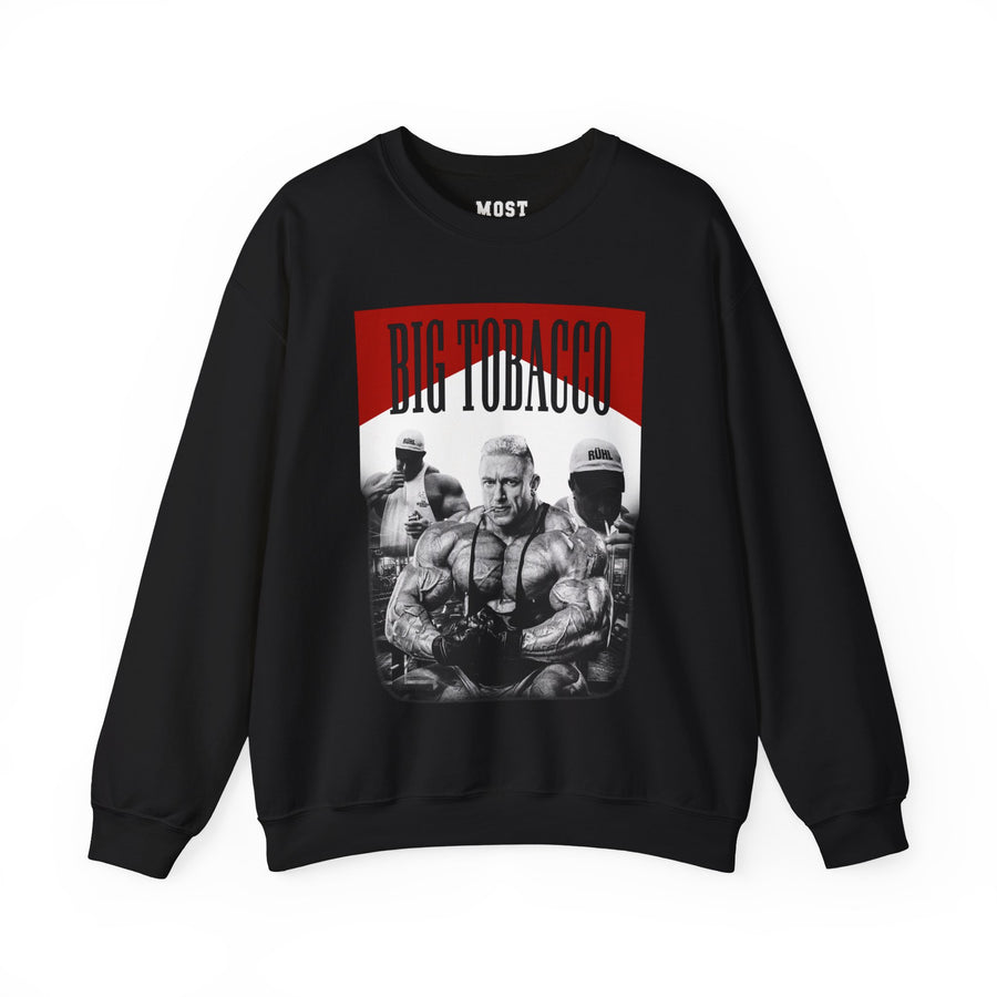 Markus Ruhl Big Tobacco gym pump cover crewneck front flat lay on white background