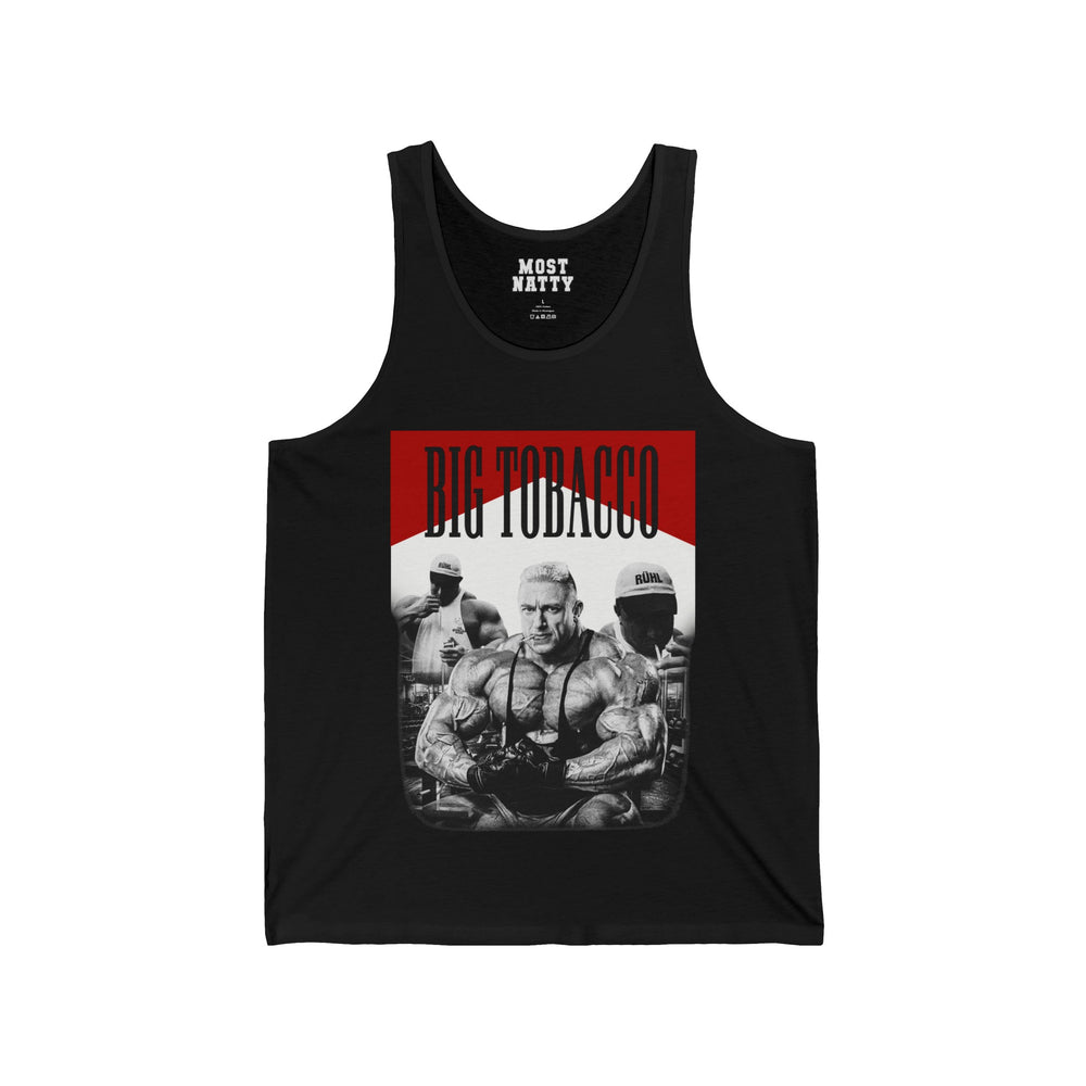 Most Natty Big Tobacco gym tank top front flat lay on white background