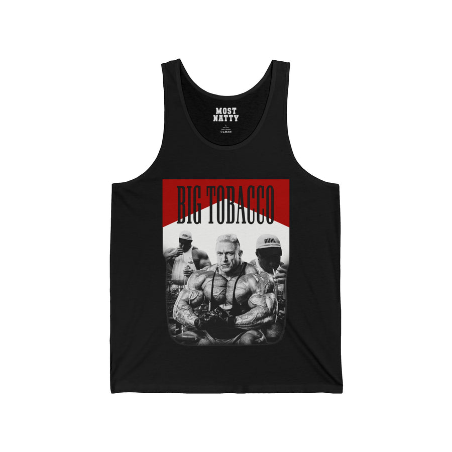 Most Natty Big Tobacco gym tank top front flat lay on white background