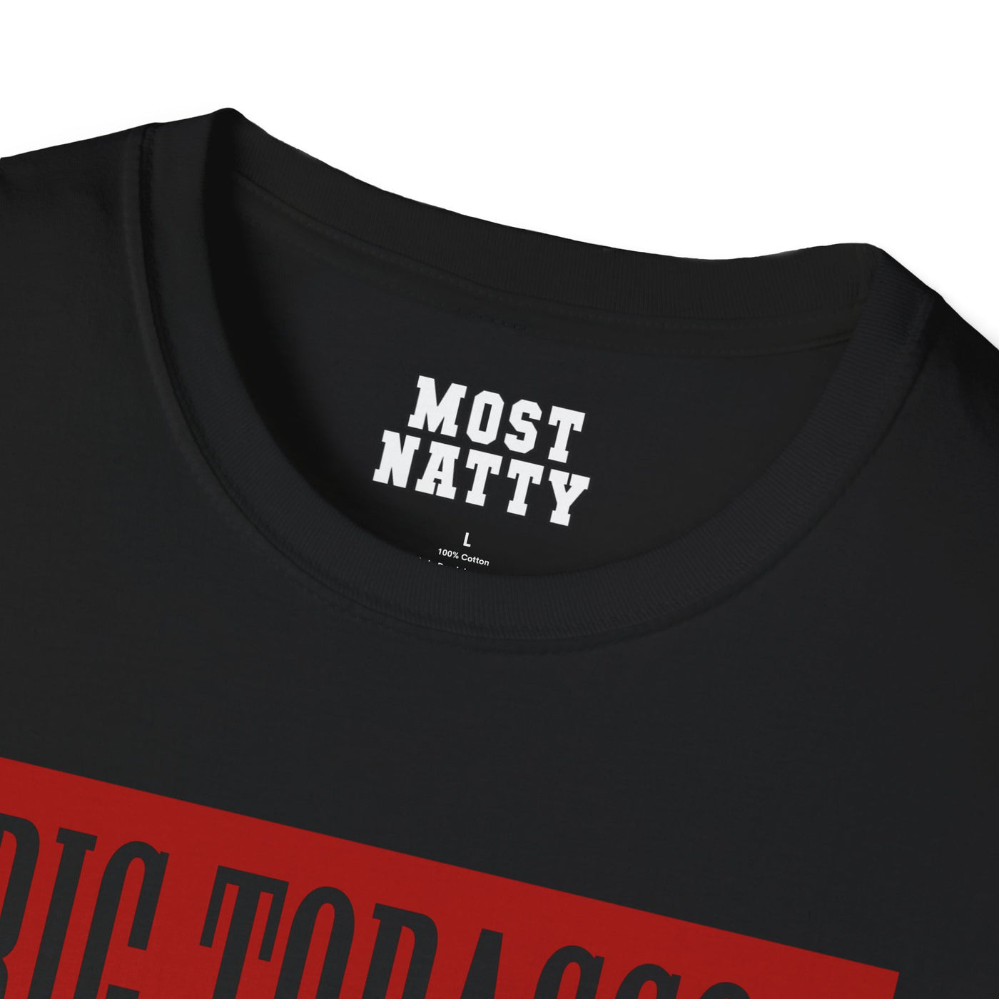 Most Natty inner neck label print and crew neck collar detail on black gym t-shirt