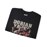 Dorian Yates Blood and Guts gym pump cover crewneck folded showing black fleece fabric and relaxed fit
