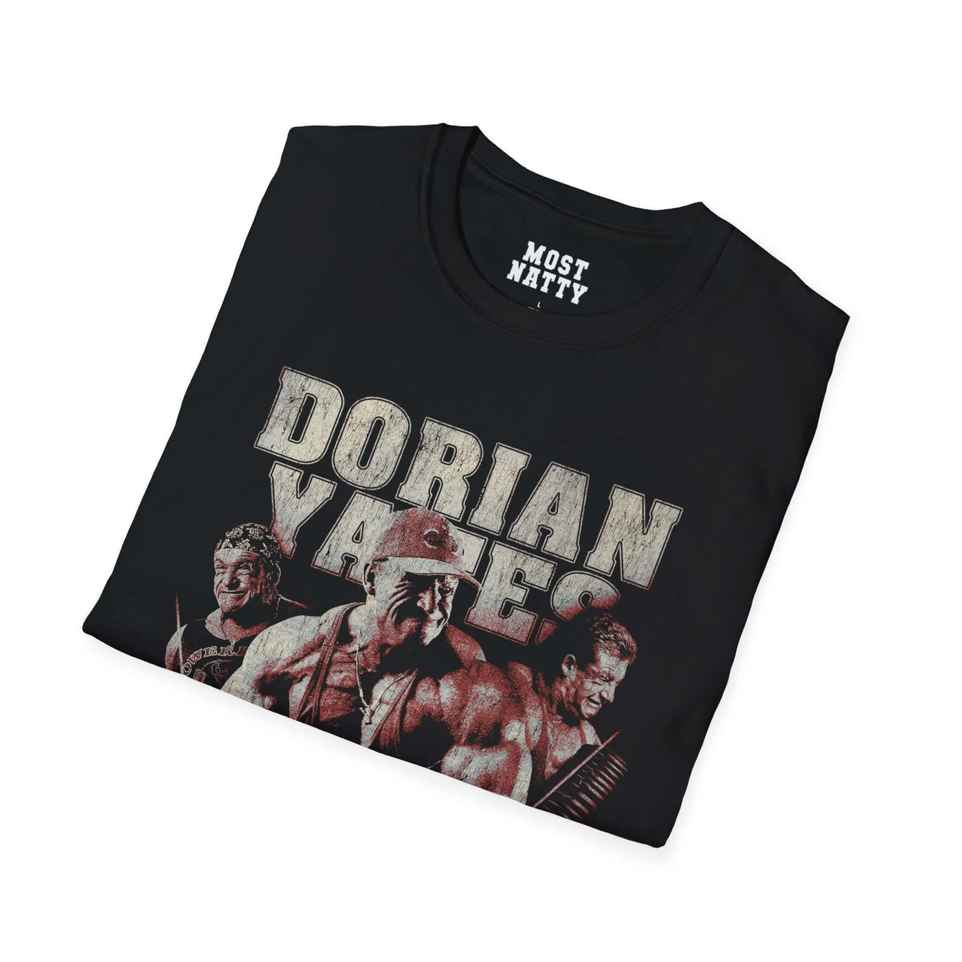 Most Natty Blood and Guts gym t-shirt folded showing black garment fabric and classic fit