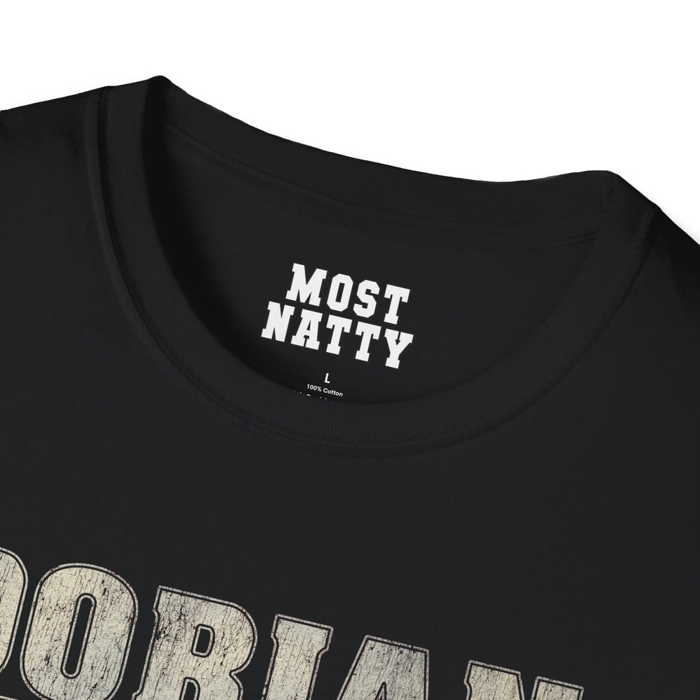 Most Natty inner neck label print and crew neck collar detail on black gym t-shirt