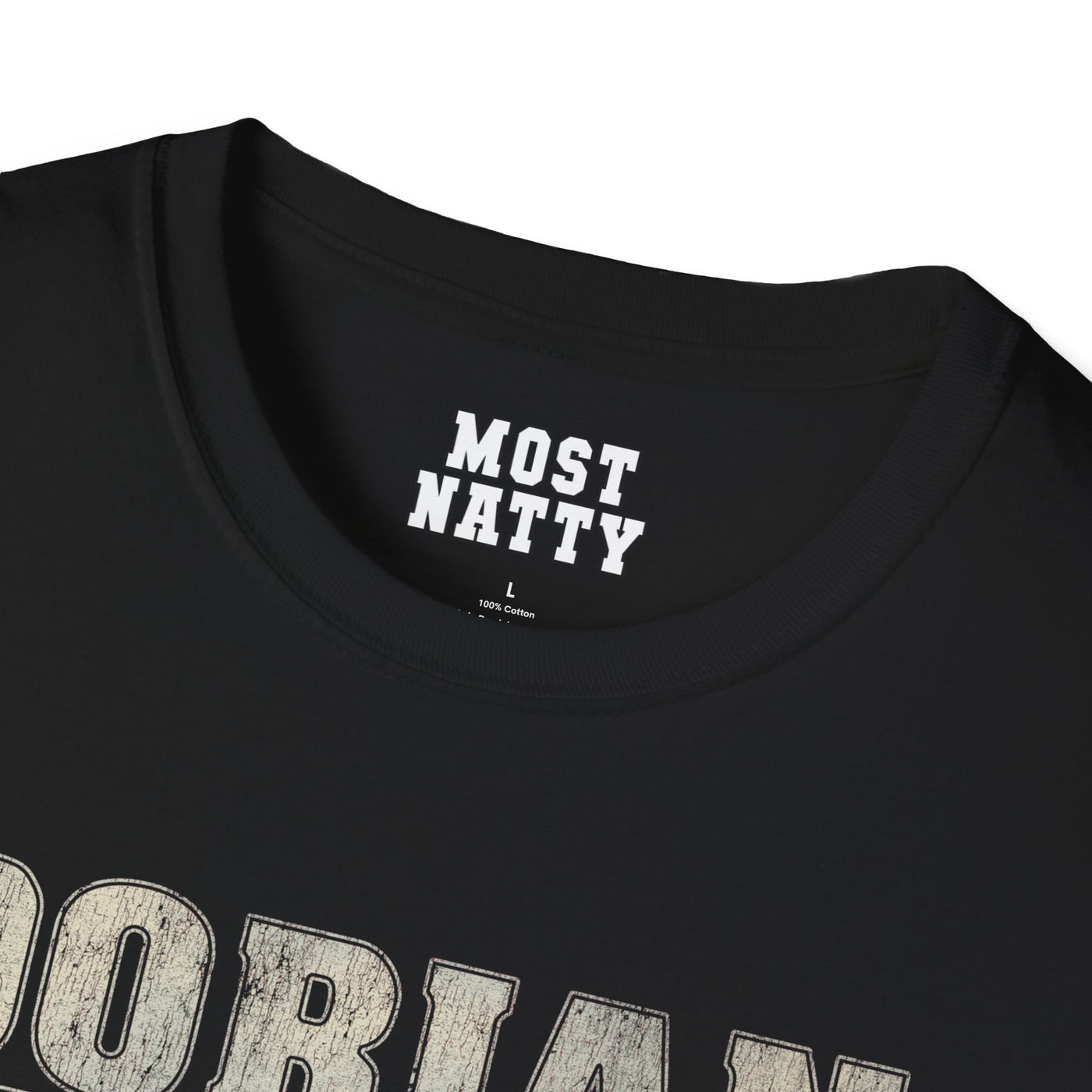 Most Natty inner neck label print and crew neck collar detail on black gym t-shirt
