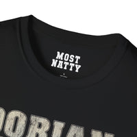 Most Natty inner neck label print and crew neck collar detail on black gym t-shirt