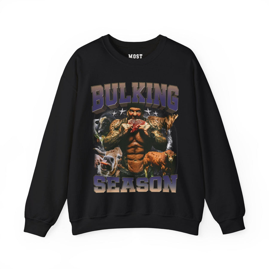 Rich Piana Bulking Season gym pump cover crewneck front flat lay on white background