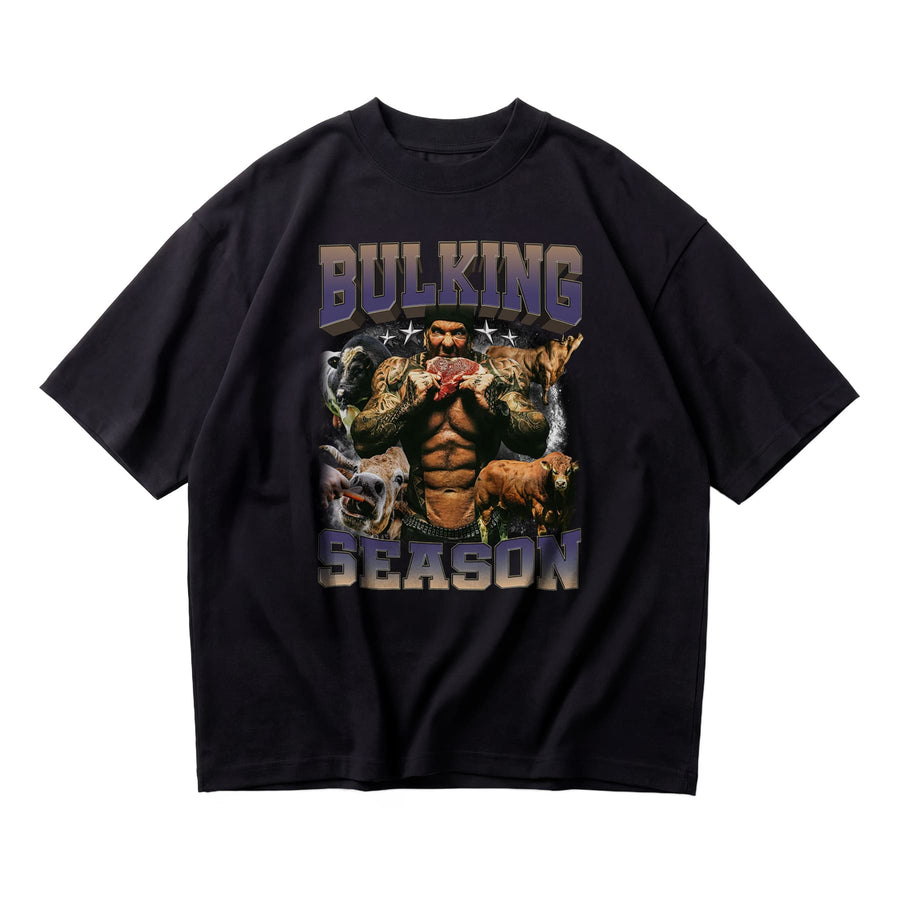 Rich Piana Bulking Season oversized gym t-shirt front flat lay on white background