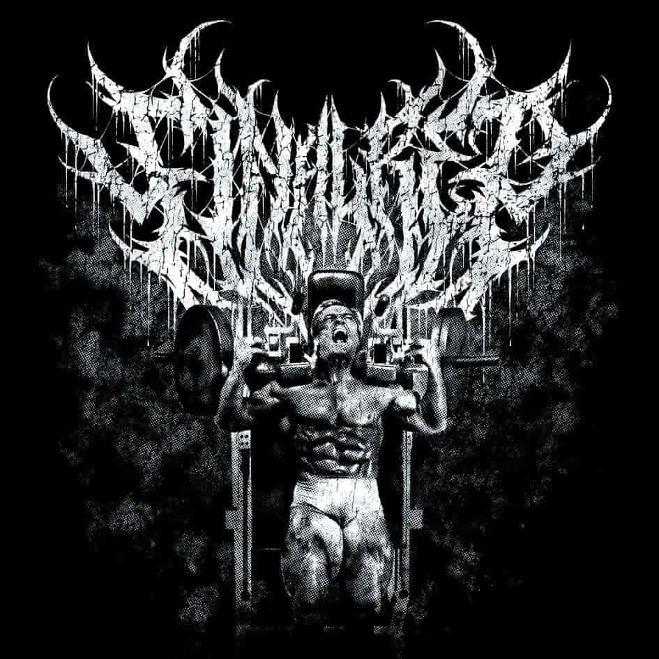 Tom Platz Final Rep black and white heavy metal album art style graphic with halftone effect and metal typography