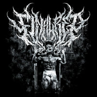 Tom Platz Final Rep black and white heavy metal album art style graphic with halftone effect and metal typography