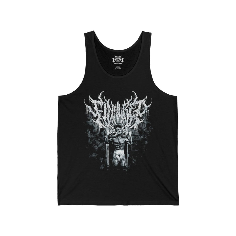 Most Natty Final Rep gym tank top front flat lay on white background