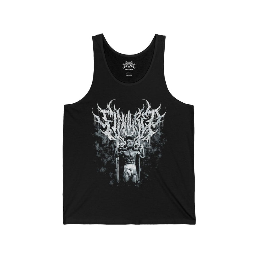 Most Natty Final Rep gym tank top front flat lay on white background