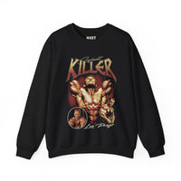 Lee Priest Giant Killer gym pump cover crewneck front flat lay on white background