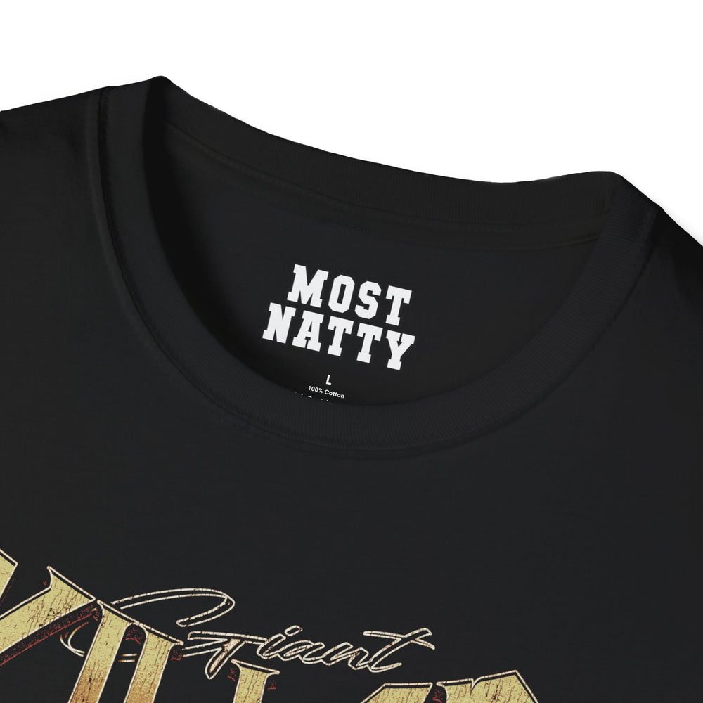 Most Natty inner neck label print and crew neck collar detail on black gym t-shirt