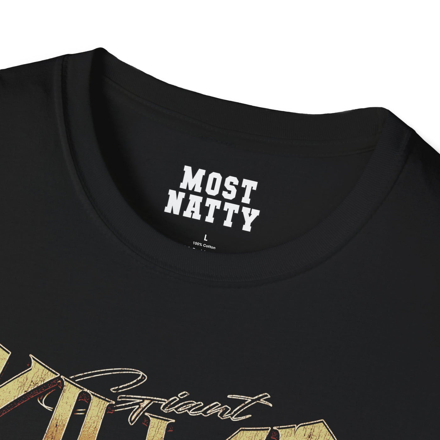 Most Natty inner neck label print and crew neck collar detail on black gym t-shirt