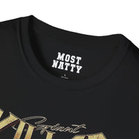 Most Natty inner neck label print and crew neck collar detail on black gym t-shirt