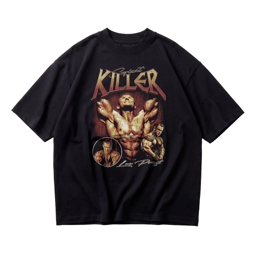 Most Natty Giant Killer oversized gym t-shirt featuring Lee Priest, front flat lay on white background