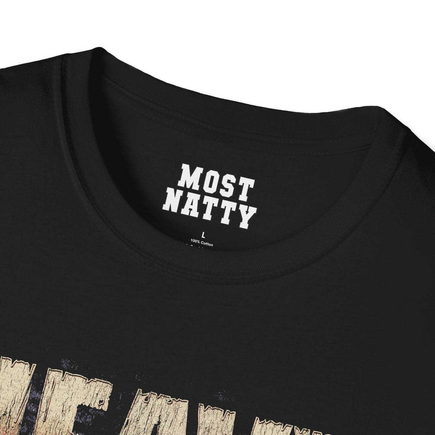 Most Natty inner neck label print and crew neck collar detail on black gym t-shirt