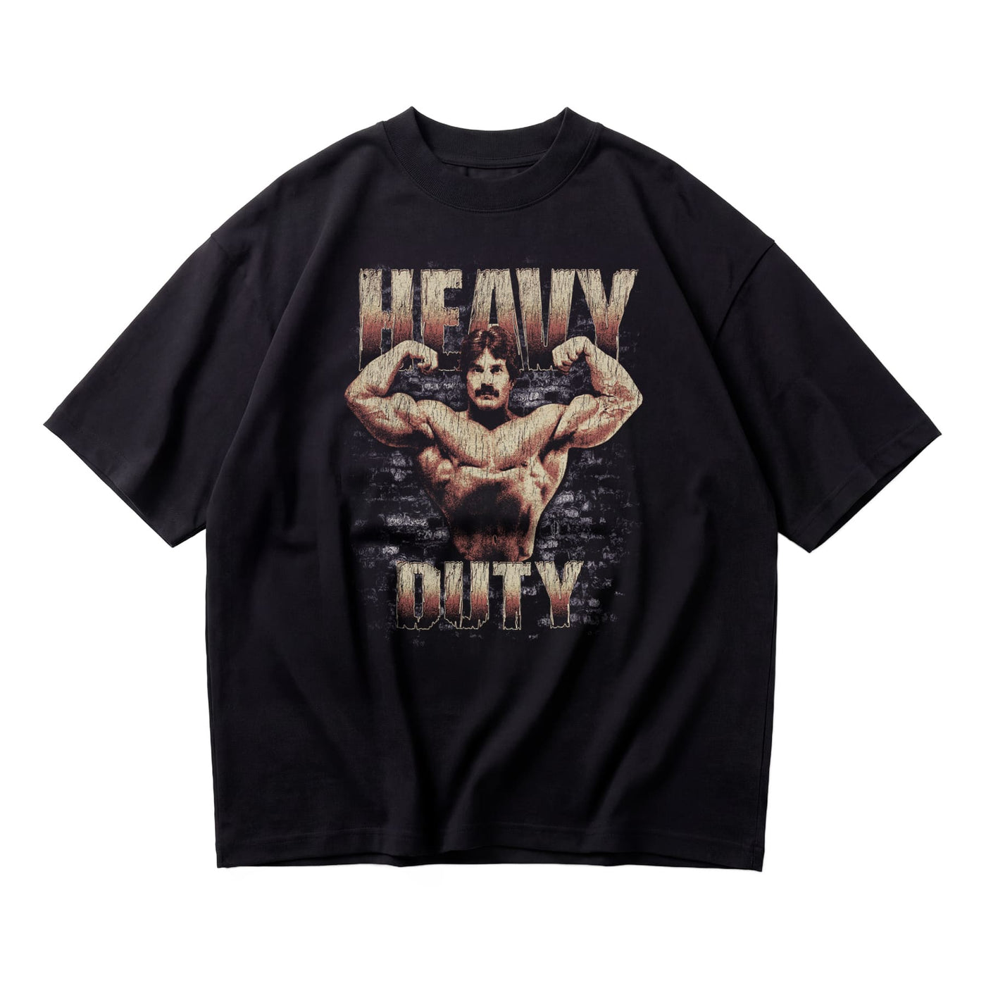 Mike Mentzer Heavy Duty oversized gym t-shirt front flat lay on white background