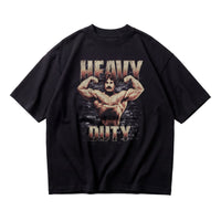 Mike Mentzer Heavy Duty oversized gym t-shirt front flat lay on white background