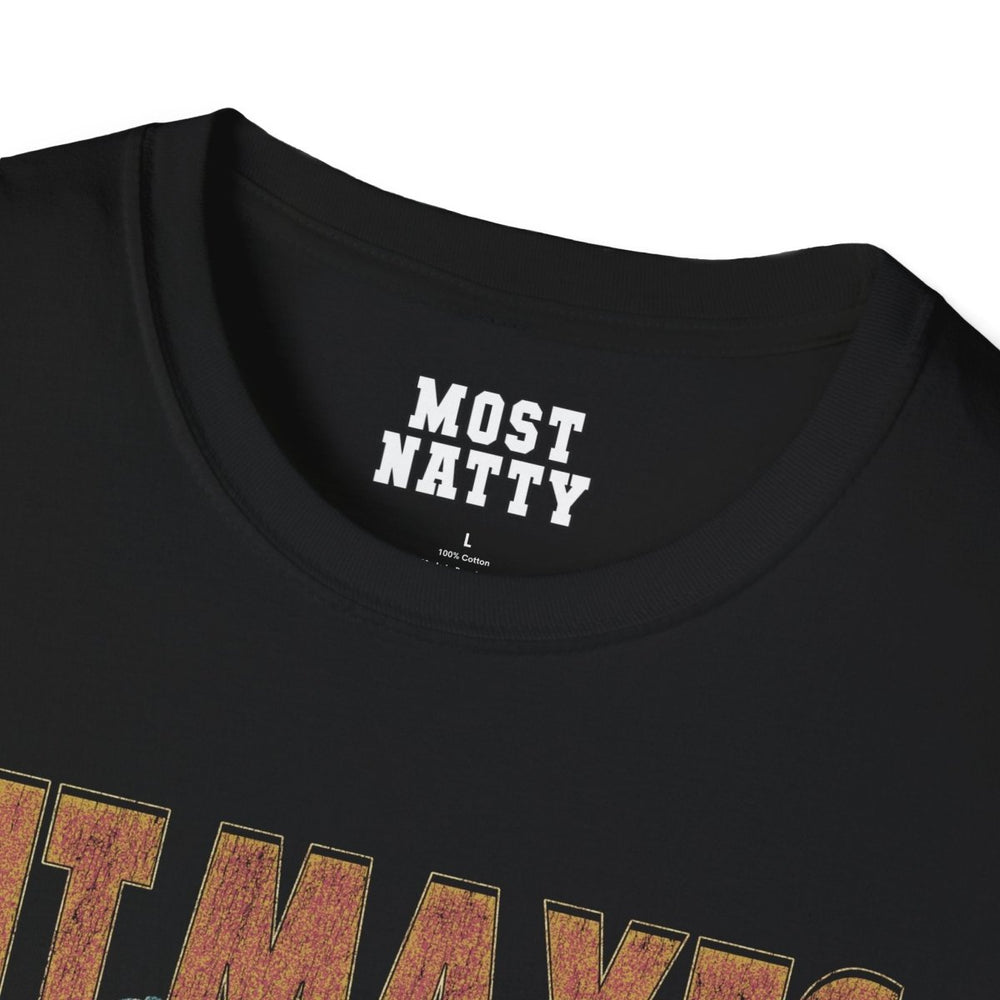 Most Natty inner neck label print and crew neck collar detail on black gym t-shirt