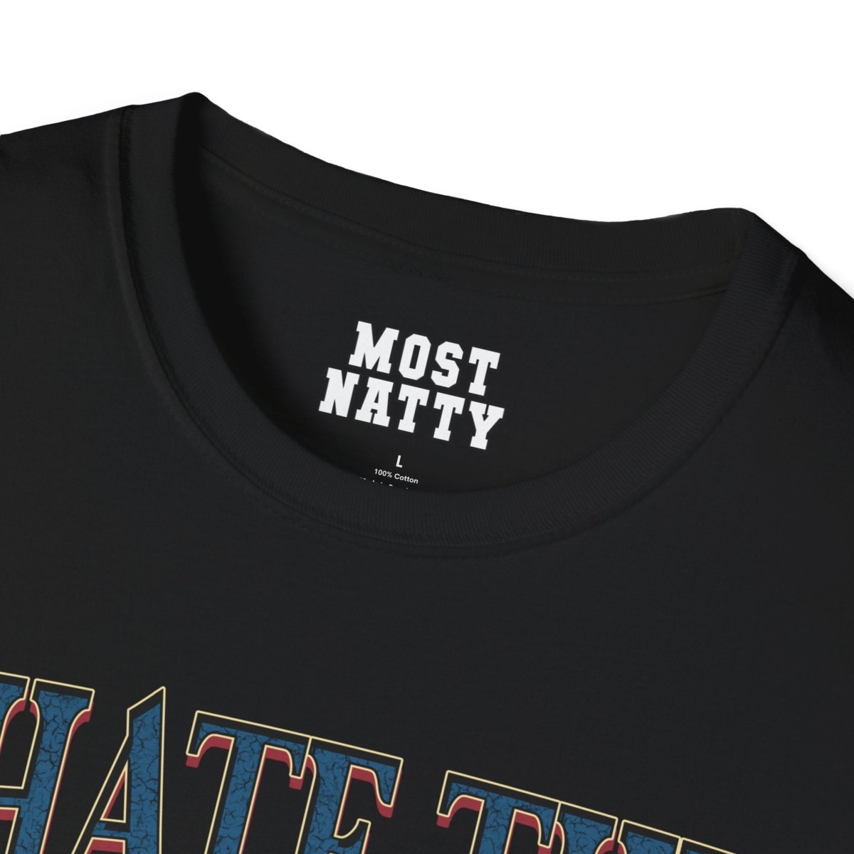 Most Natty inner neck label print and crew neck collar detail on black gym t-shirt