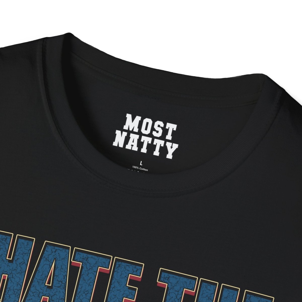 Most Natty inner neck label print and crew neck collar detail on black gym t-shirt