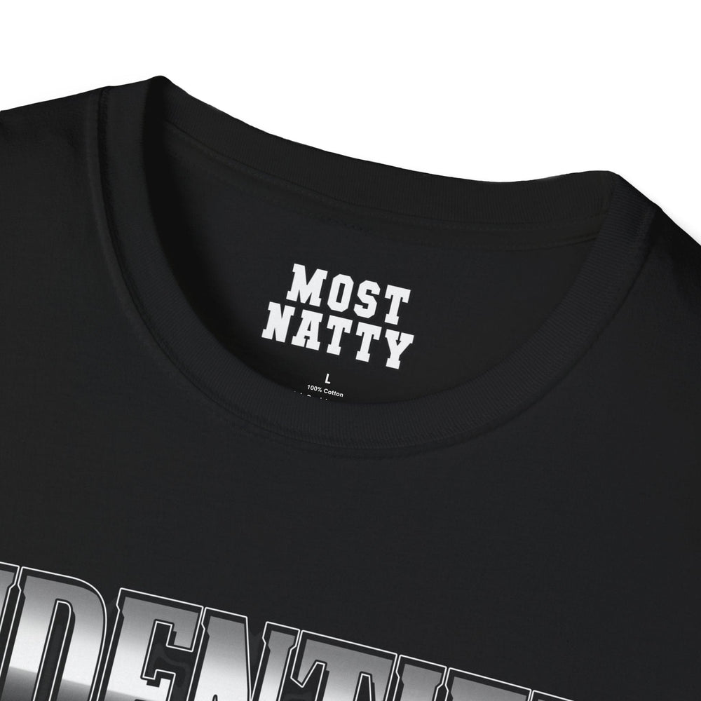 Most Natty inner neck label print and crew neck collar detail on black gym t-shirt