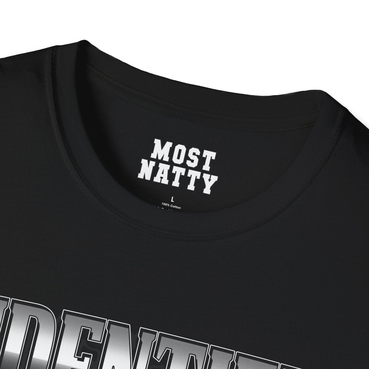 Most Natty inner neck label print and crew neck collar detail on black gym t-shirt