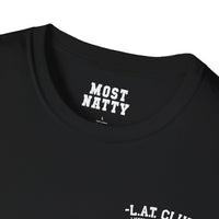 Most Natty inner neck label print and crew neck collar detail on black gym t-shirt