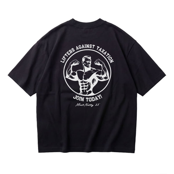 Most Natty LAT Club oversized gym t-shirt rear flat lay on white background