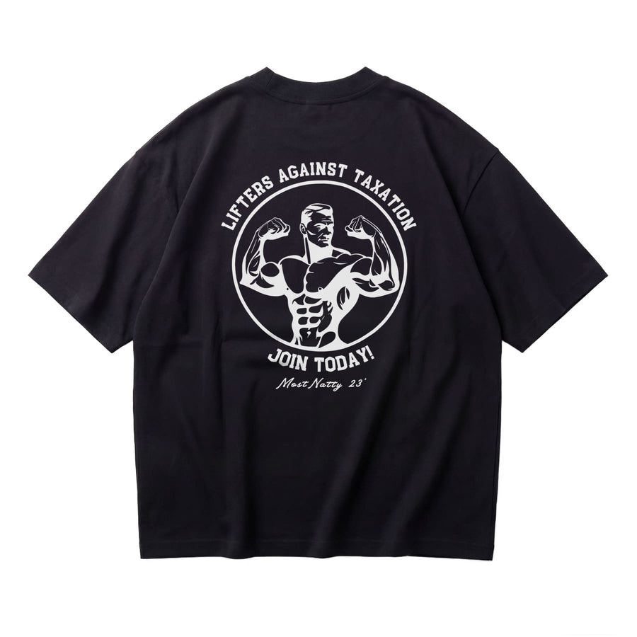 Most Natty LAT Club oversized gym t-shirt rear flat lay on white background