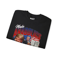 Donald Trump Make Anabolics Great Again gym pump cover crewneck folded showing black fleece fabric and relaxed fit