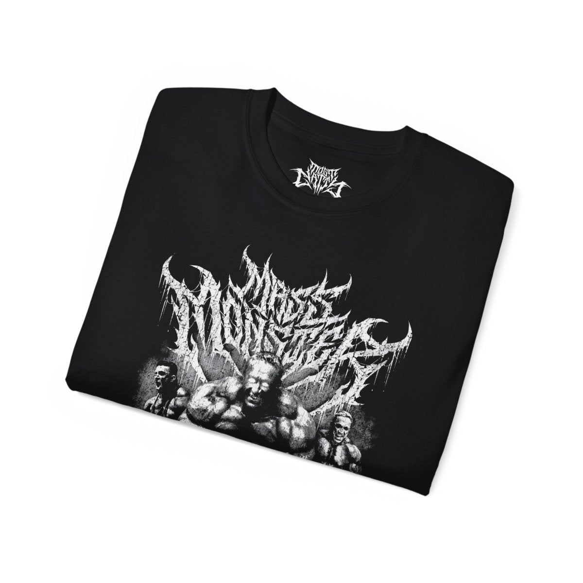 Most Natty Mass Monster gym t-shirt folded showing black garment fabric and classic fit