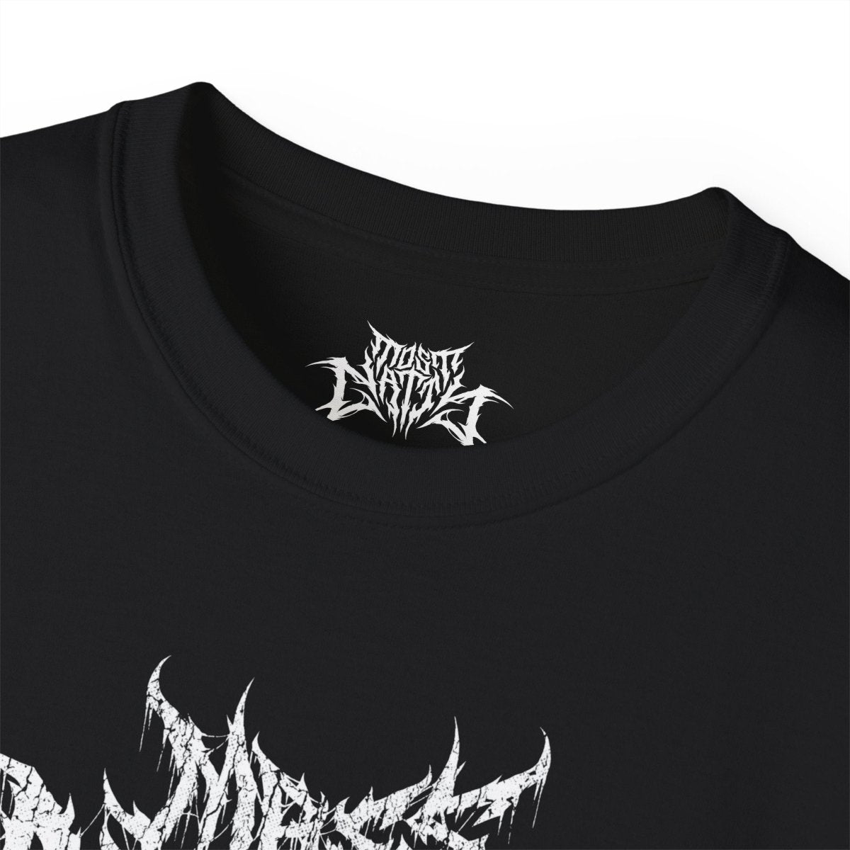 Most Natty inner neck label print and crew neck collar detail on black gym t-shirt