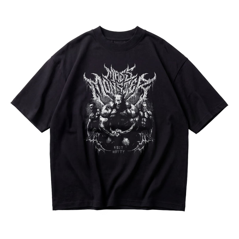 Most Natty Mass Monster oversized gym t-shirt featuring Markus Ruhl, front flat lay on white background