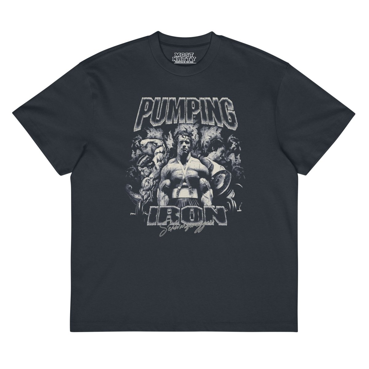 Pumping Iron Oversized T-Shirt Grey - Most Natty