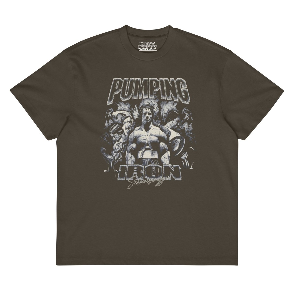 Pumping Iron Oversized T-Shirt Grey - Most Natty