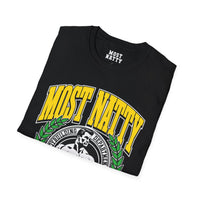 Most Natty Most Natty College gym t-shirt folded showing black garment fabric and classic fit