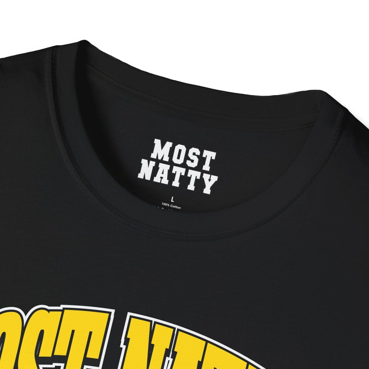 Most Natty inner neck label print and crew neck collar detail on black gym t-shirt