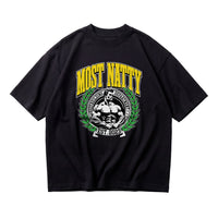 Most Natty Most Natty College oversized gym t-shirt front flat lay on white background