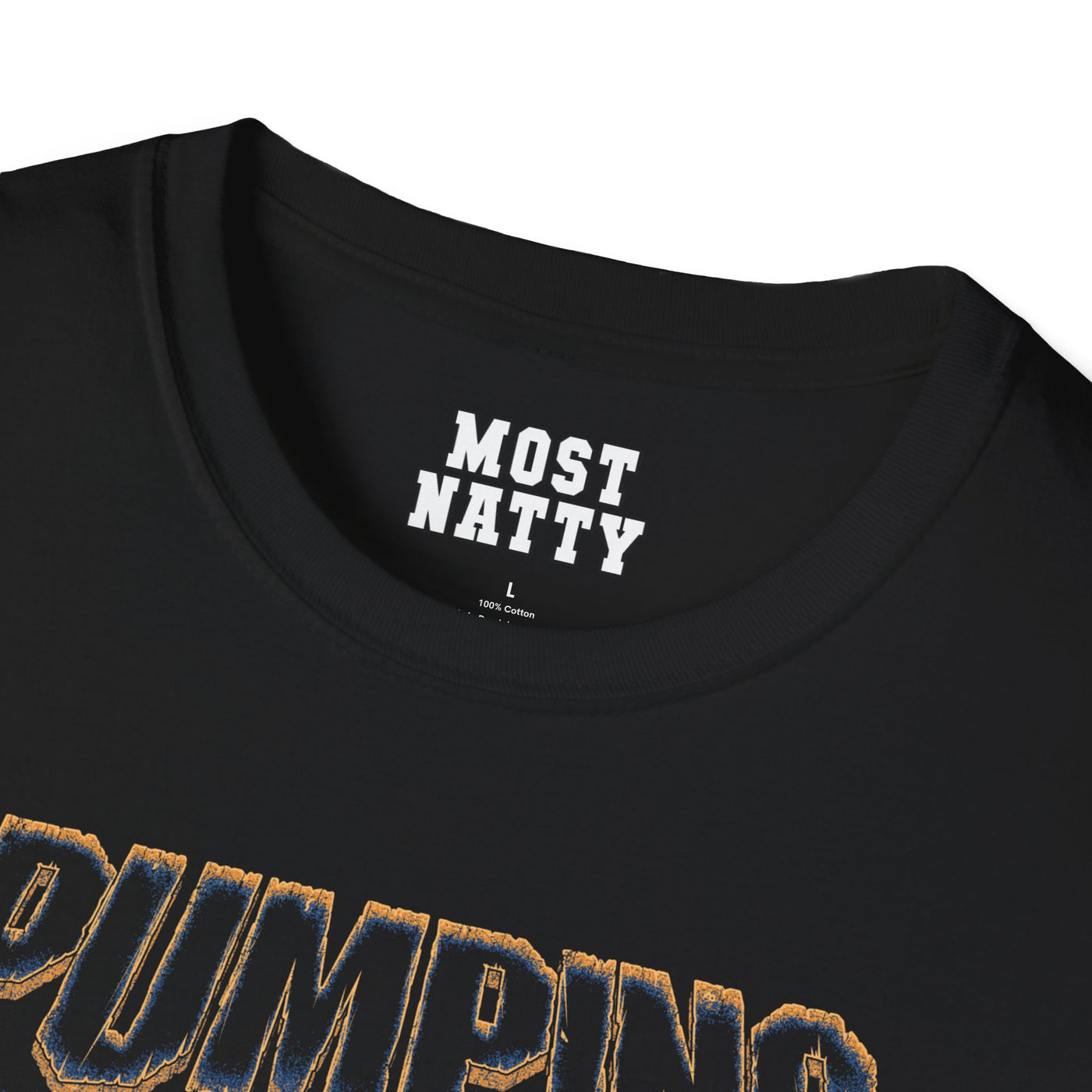 Most Natty inner neck label print and crew neck collar detail on black gym t-shirt