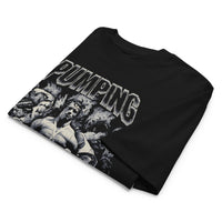 Most Natty Pumping Iron oversized gym t-shirt folded showing black garment fabric and drop-shoulder cut