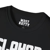 Most Natty inner neck label print and crew neck collar detail on black gym t-shirt